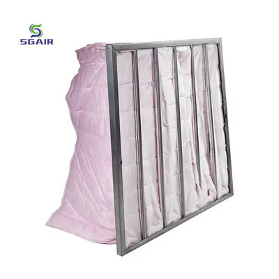Filtro de aire de bolsillo galvanizado con eficiencia de filtración de 1 a 5 μM para AHU