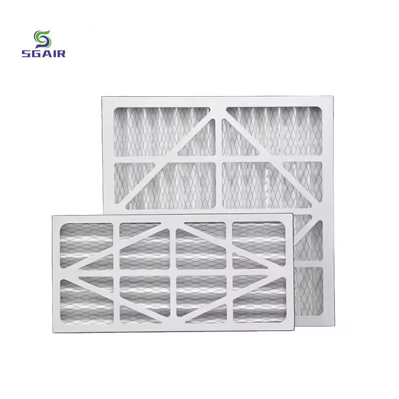 Cuadro de cartón blanco HVAC filtro de aire plissado comercial para aire acondicionado