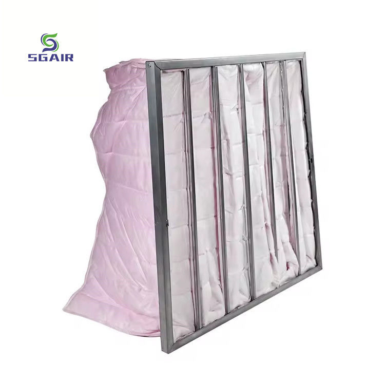Filtro de aire de bolsillo galvanizado con eficiencia de filtración de 1 a 5 μM para AHU